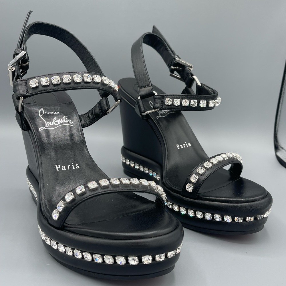 Christian Louboutin Black Crystal
Embellished Wedges Pyrastrass 110mm
